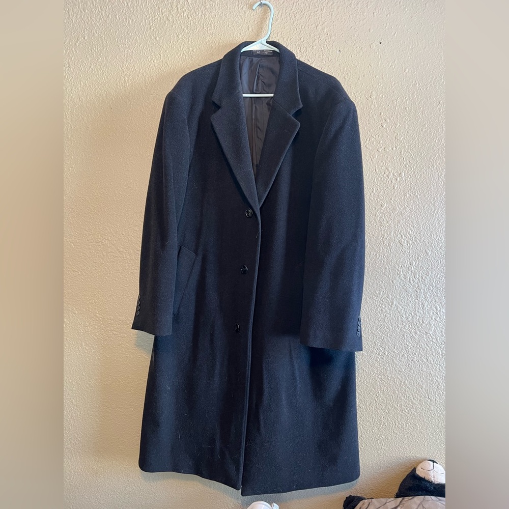 Classic Black Overcoat Pea Coat for Men